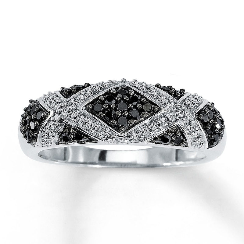 Main Image 1 of Previously Owned Black & White Diamond Ring 1/3 ct tw 10K White Gold