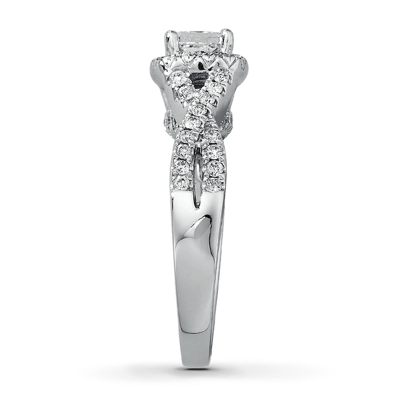 Main Image 3 of Previously Owned Diamond Engagement Ring 1 ct tw Princess & Round 14K White Gold