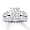 Thumbnail Image 0 of Previously Owned Diamond Bridal Set 2-1/2 ct tw Princess-Cut 14K White Gold