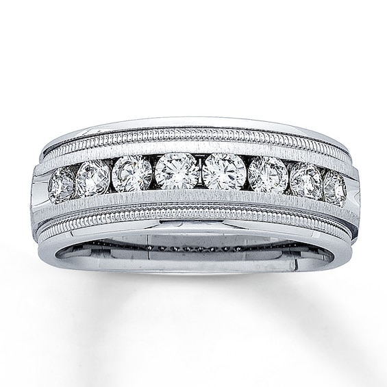 Previously Owned Men's Diamond Wedding Band 1 ct tw Round-cut 14K White Gold