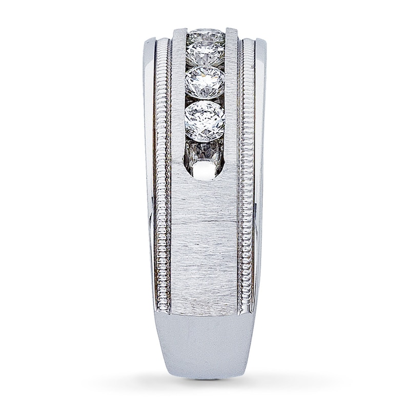 Main Image 3 of Previously Owned Men's Diamond Wedding Band 1 ct tw Round-cut 14K White Gold