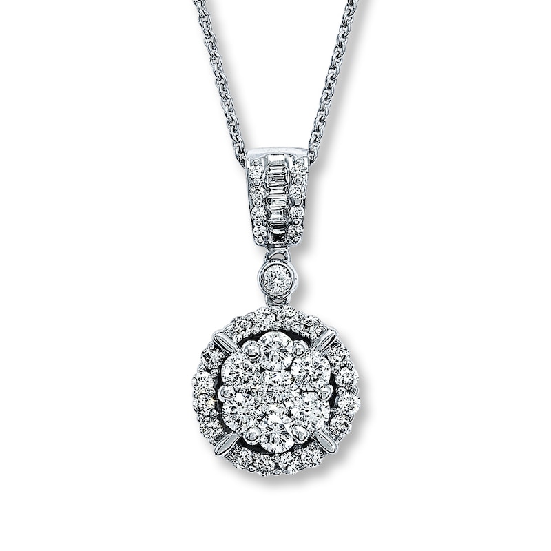 Main Image 1 of Previously Owned Diamond Necklace 1 ct tw 14K White Gold 18"