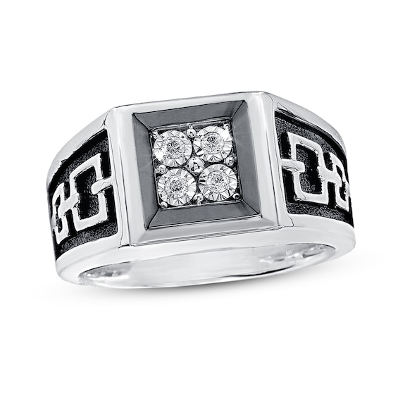 Previously Owned Men's Diamond Ring 1/10 ct tw Round-cut Sterling Silver