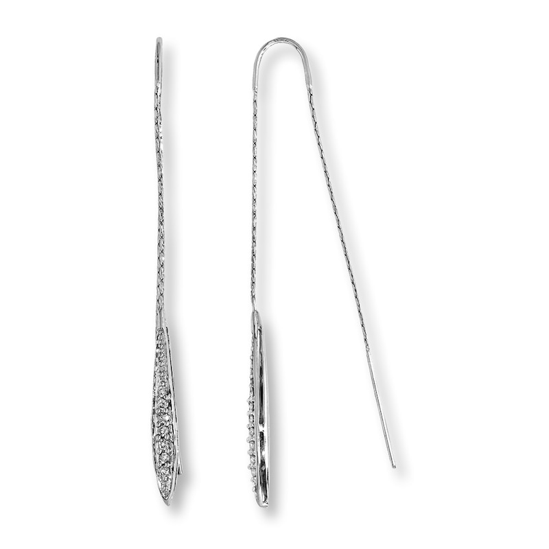 Main Image 1 of Previously Owned Diamond Threader Earrings 1/5 ct tw 10K White Gold