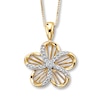 Thumbnail Image 1 of Previously Owned Diamond Flower Necklace 1/10 ct tw Round-cut 10K Yellow Gold 18&quot;