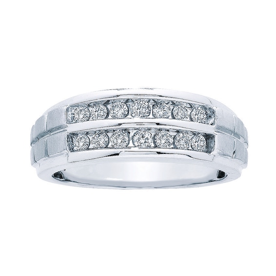 Previously Owned Men's Diamond Wedding Band 3/4 ct tw Round-cut 10K White Gold