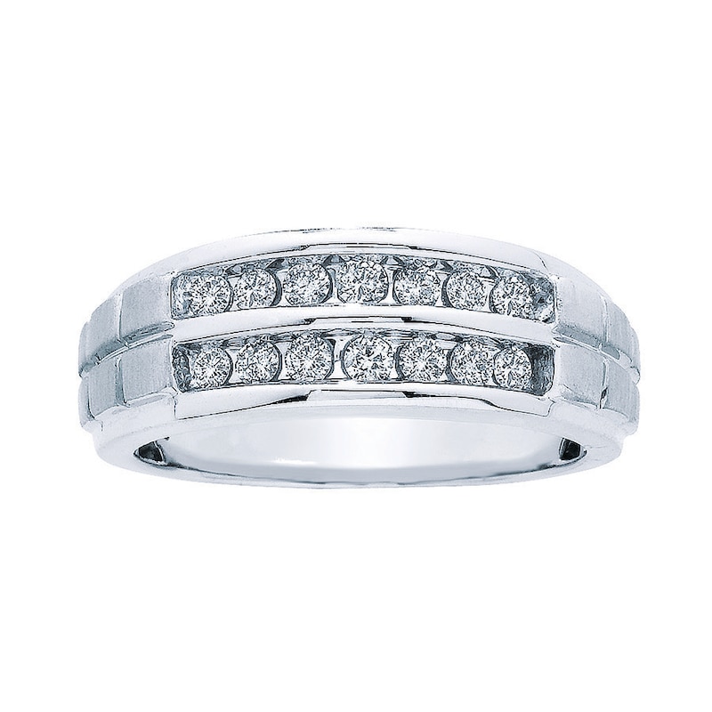 Main Image 1 of Previously Owned Men's Diamond Wedding Band 3/4 ct tw Round-cut 10K White Gold