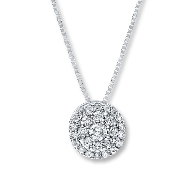 Previously Owned Diamond Necklace 1/5 ct tw Round-cut 10K White Gold 18"