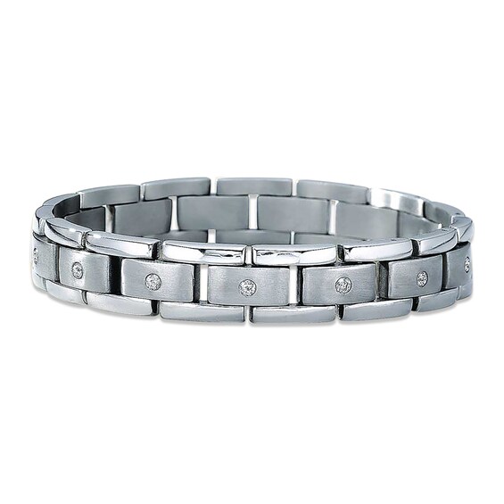 Previously Owned Men's Diamond Bracelet 1 ct tw Round-cut Titanium 8.5"