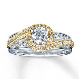 Previously Owned Diamond Engagement Ring 7/8 ct tw Round-cut 14K Two-Tone Gold