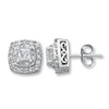 Thumbnail Image 0 of Previously Owned Diamond Earrings 1-1/2 ct tw Princess-Cut 14K White Gold
