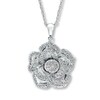 Thumbnail Image 1 of Previously Owned Diamond Flower Necklace 1/2 Carat Round-cut Sterling Silver