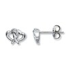 Thumbnail Image 1 of Previously Owned Double Heart Earrings Diamond Accents 10K White Gold