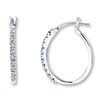 Thumbnail Image 1 of Previously Owned Diamond Hoop Earrings 1/8 ct tw Round-cut 10K White Gold