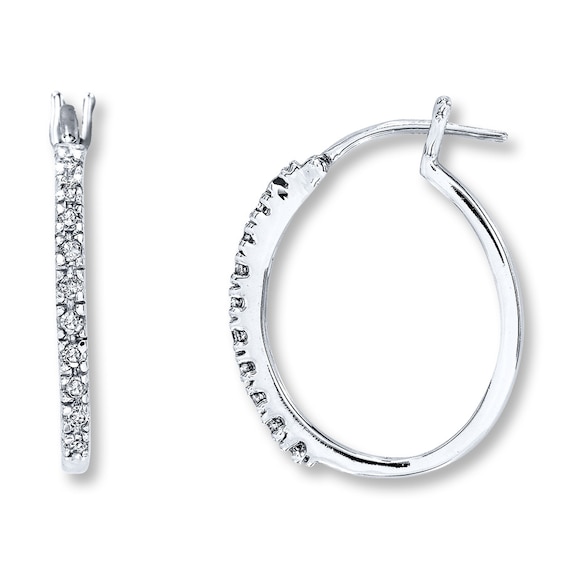 Previously Owned Diamond Hoop Earrings 1/8 ct tw Round-cut 10K White Gold