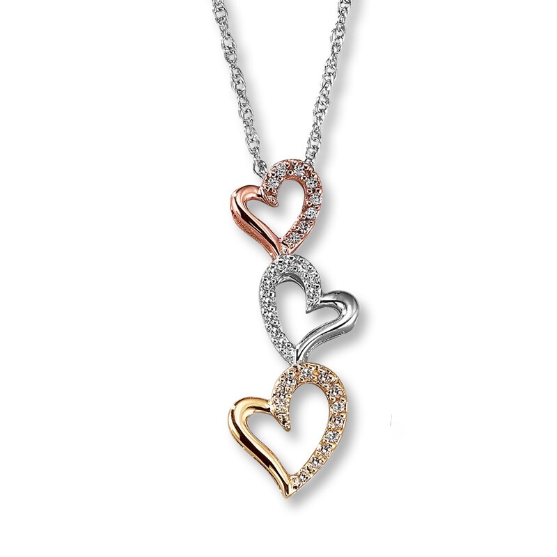 Main Image 1 of Previously Owned Diamond Heart Necklace 1/10 ct tw Sterling Silver & 10K Two-Tone Gold