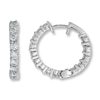 Previously Owned Diamond Hoop Earrings 3 ct tw Round-cut 14K White Gold