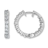 Thumbnail Image 1 of Previously Owned Diamond Hoop Earrings 3 ct tw Round-cut 14K White Gold