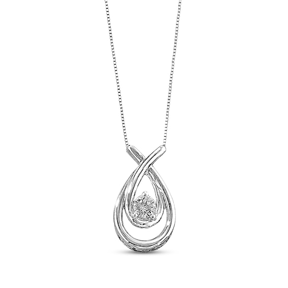 Previously Owned Diamond Teardrop Necklace 1/4 ct tw Round-cut 10K White Gold 18