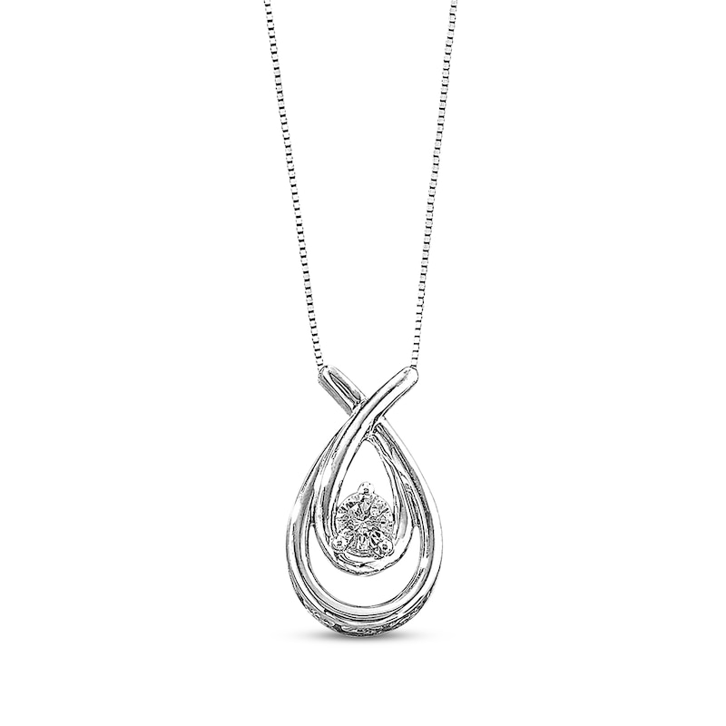 Main Image 1 of Previously Owned Diamond Teardrop Necklace 1/4 ct tw Round-cut 10K White Gold 18&quot;