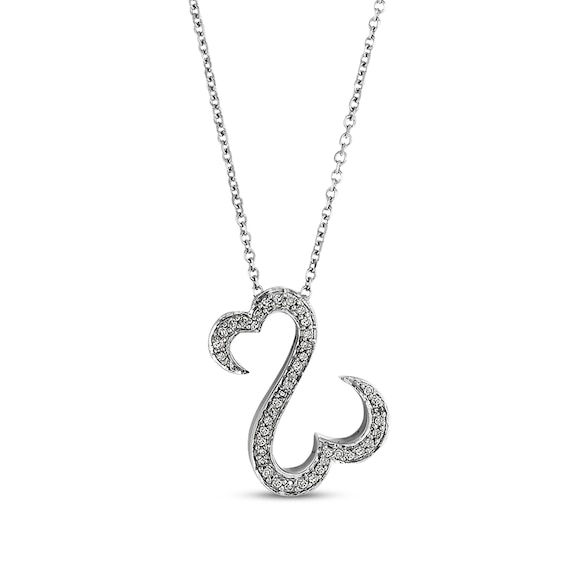 Previously Owned Open Heart Diamond Necklace 1/6 ct tw Sterling Silver