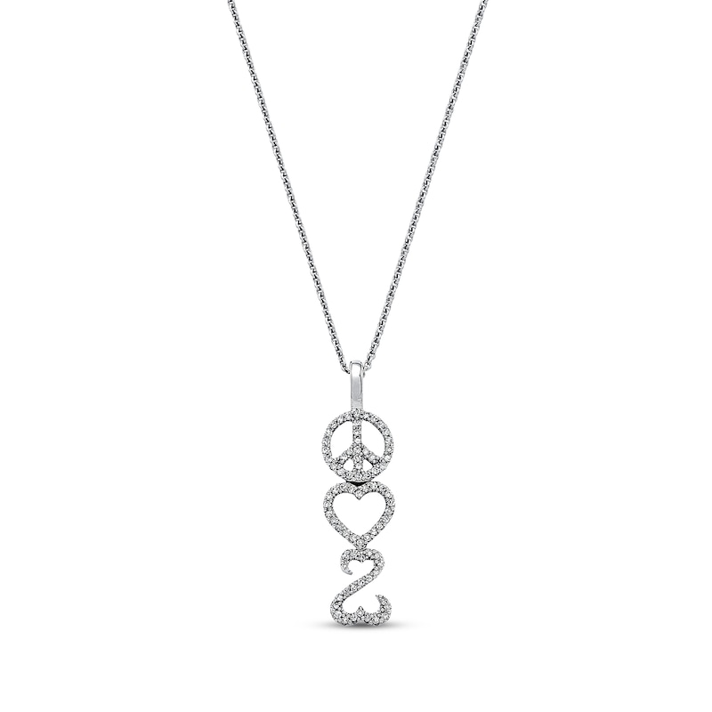 Main Image 1 of Previously Owned Diamond Peace Sign Necklace 1/5 cttw Sterling Silver