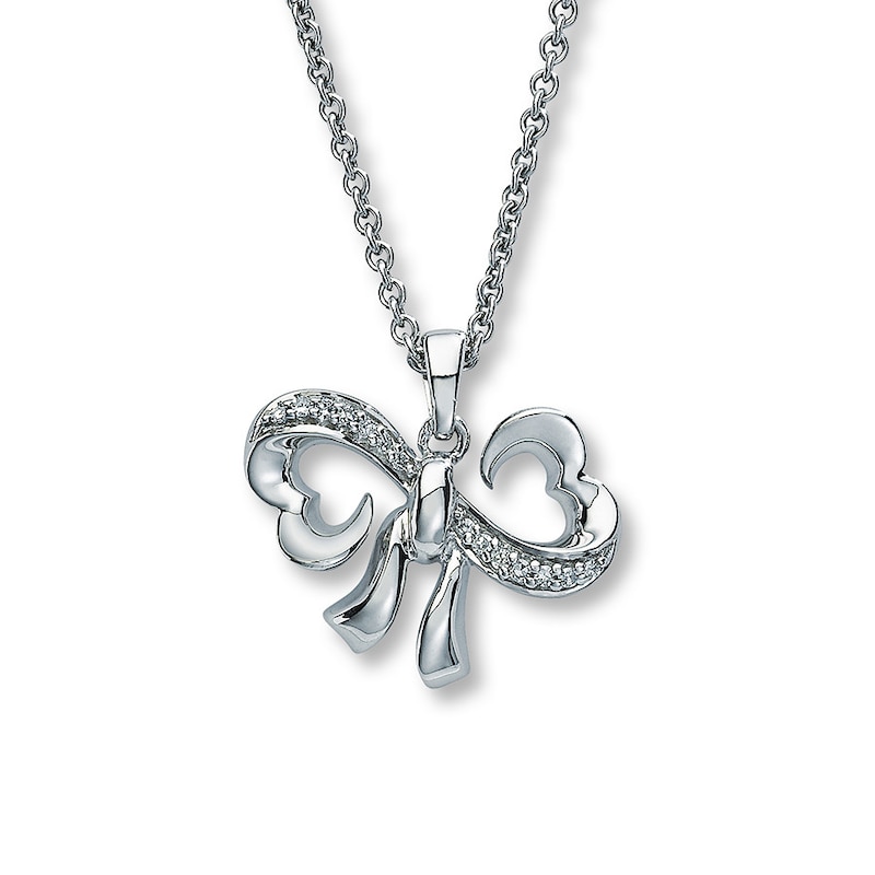 Main Image 1 of Previously Owned Diamond Bow Necklace 1/15 ct tw Sterling Silver
