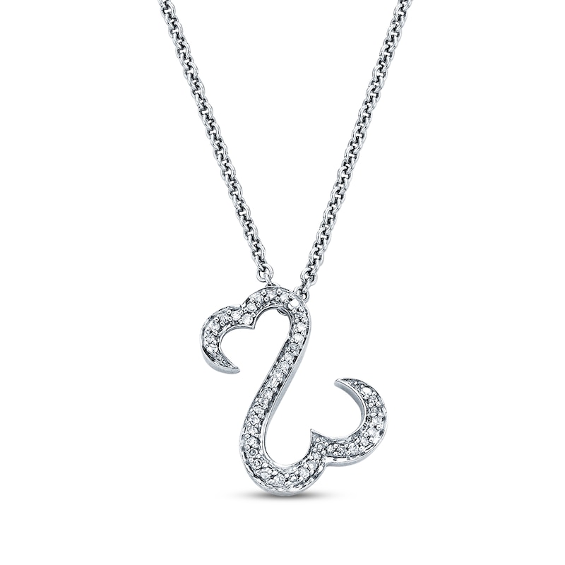 Main Image 1 of Previously Owned Diamond Open Heart Necklace 1/6 cttw Sterling Silver