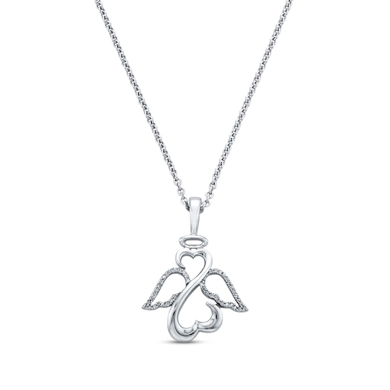 Previously Owned Diamond Angel Necklace 1/10 ct tw Round-cut Sterling Silver 18"