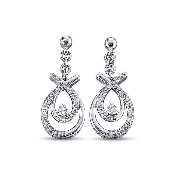 Previously Owned Dangle Earrings 1/4 ct tw Diamonds 10K White Gold