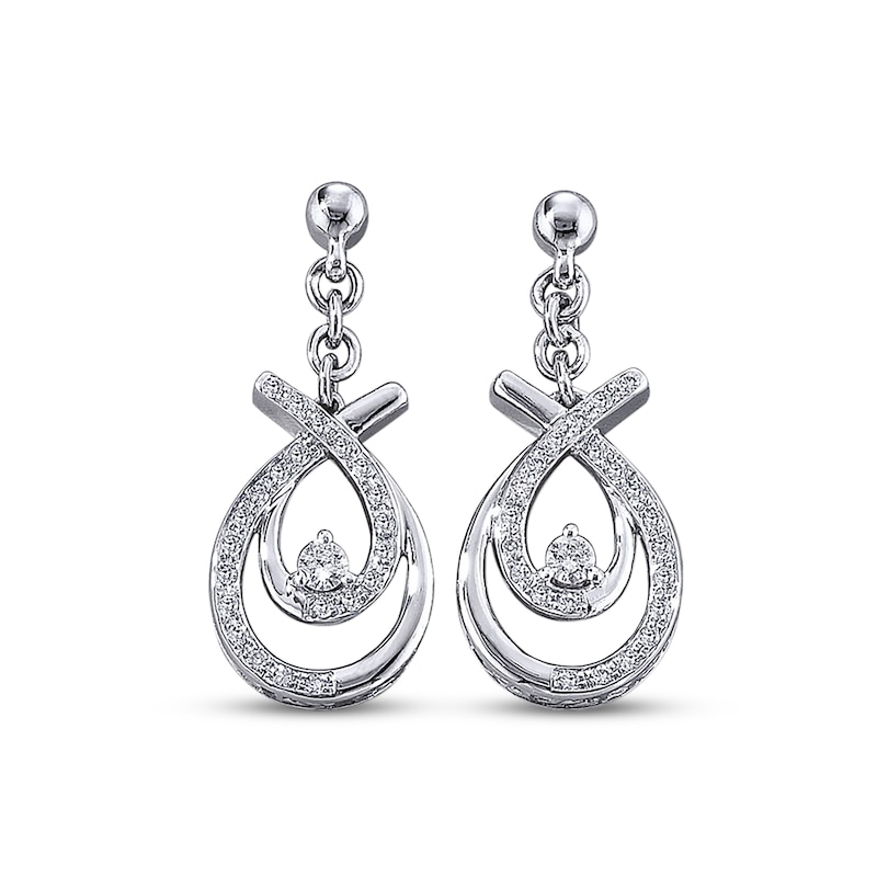 Main Image 1 of Previously Owned Dangle Earrings 1/4 ct tw Diamonds 10K White Gold