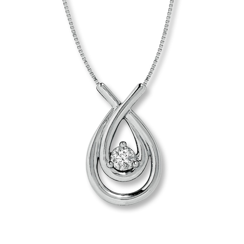 Main Image 1 of Previously Owned Diamond Necklace 1/6 Carat 10K White Gold