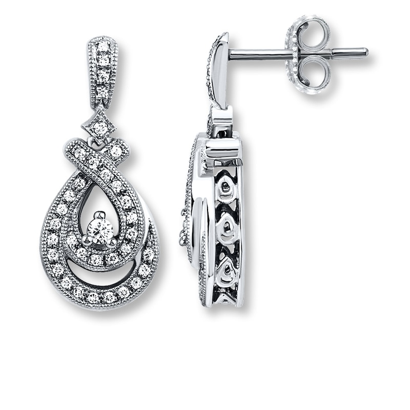 Previously Owned Diamond Dangle Earrings 1/3 ct tw Round-cut 10K White Gold