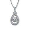 Thumbnail Image 1 of Previously Owned Diamond Teardrop Necklace 3/4 ct tw Round-cut 14K White Gold