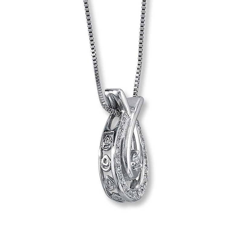 Main Image 2 of Previously Owned Necklace 1/5 ct tw Diamonds Sterling Silver 18&quot;