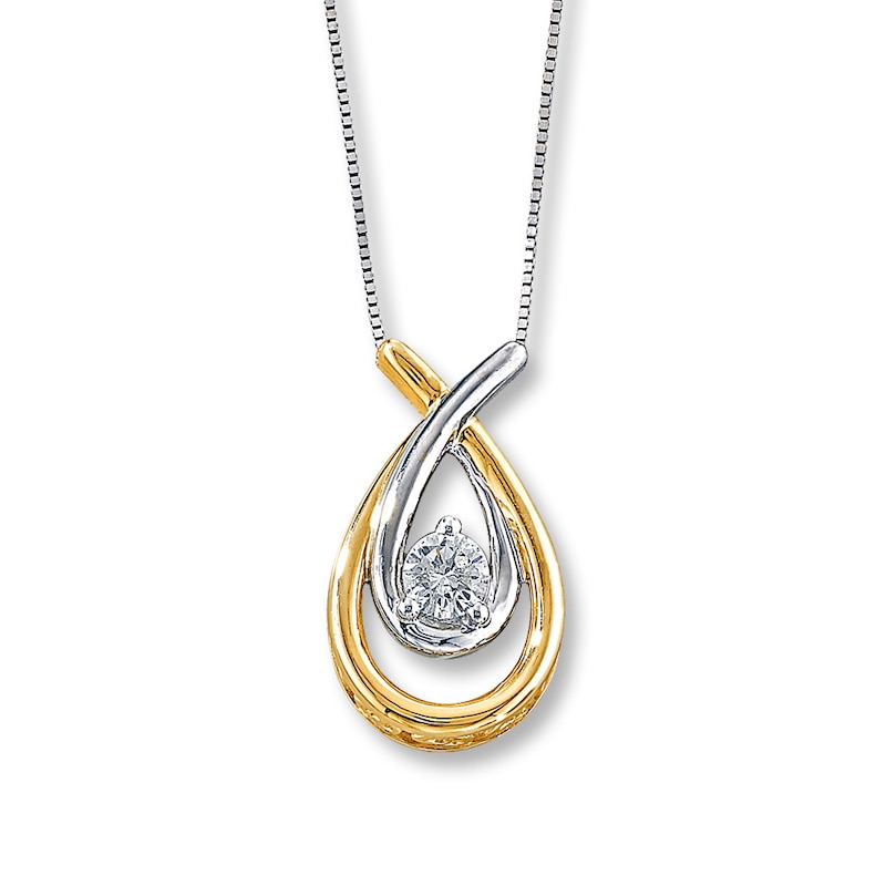 Main Image 1 of Previously Owned Necklace 1/4 Carat Diamond 10K Two-Tone Gold 18"