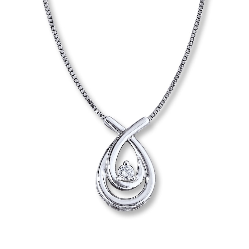 Main Image 1 of Previously Owned Necklace 1/15 Carat Diamond Sterling Silver 18&quot;