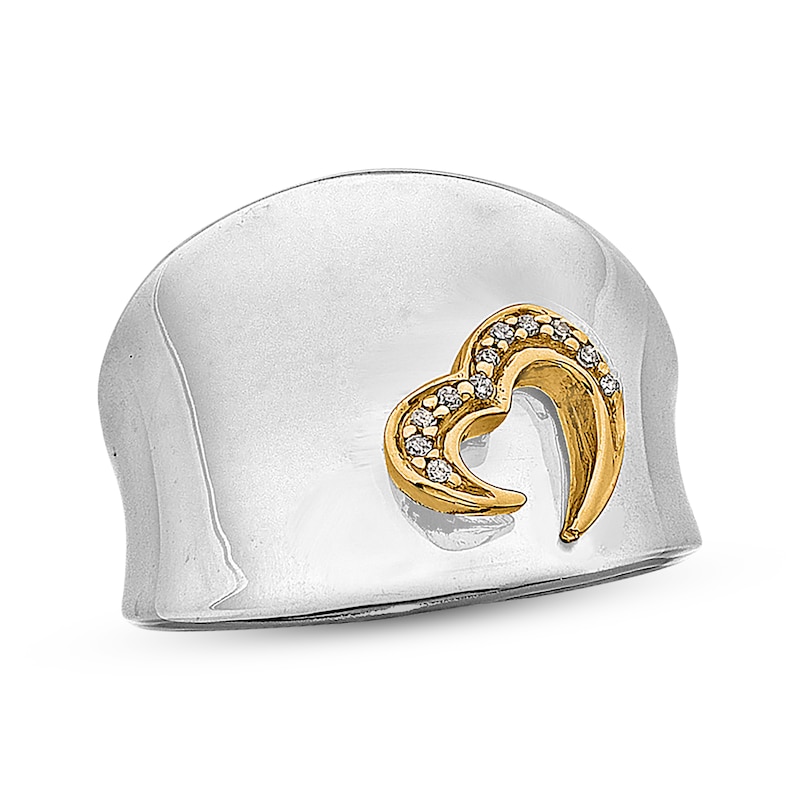 Main Image 1 of Previously Owned Diamond Open Heart Ring 1/20 cttw Sterling Silver/14K Yellow Gold