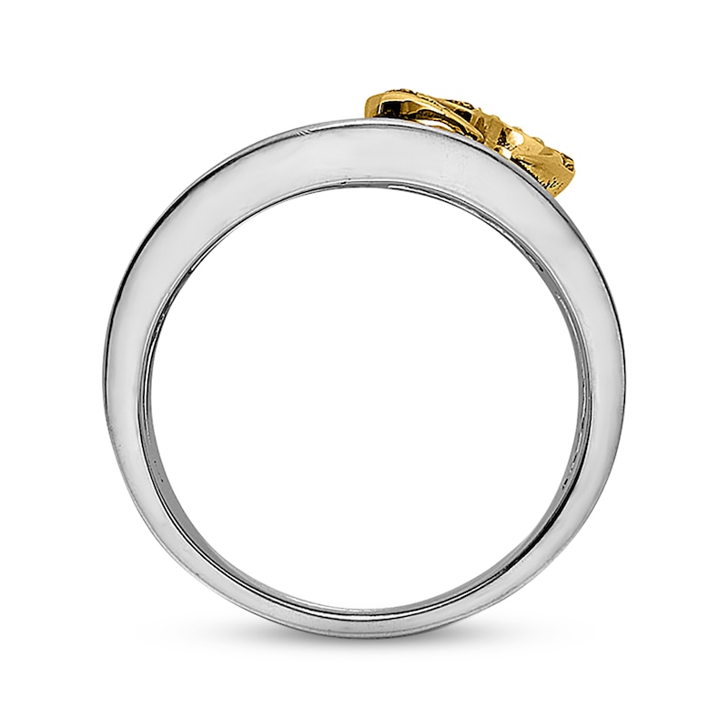 Main Image 2 of Previously Owned Diamond Open Heart Ring 1/20 cttw Sterling Silver/14K Yellow Gold