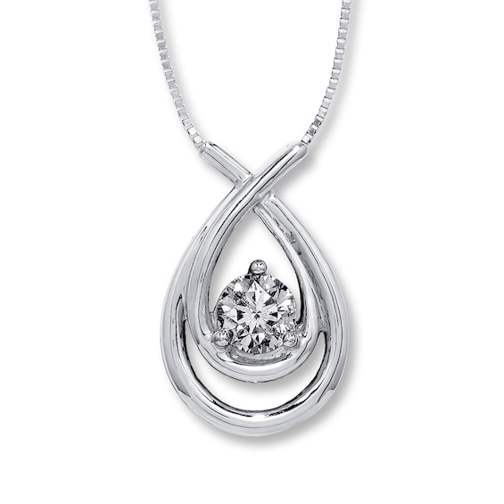 Previously Owned Diamond Teardrop Necklace 3/4 Carat Round-cut 14K White Gold