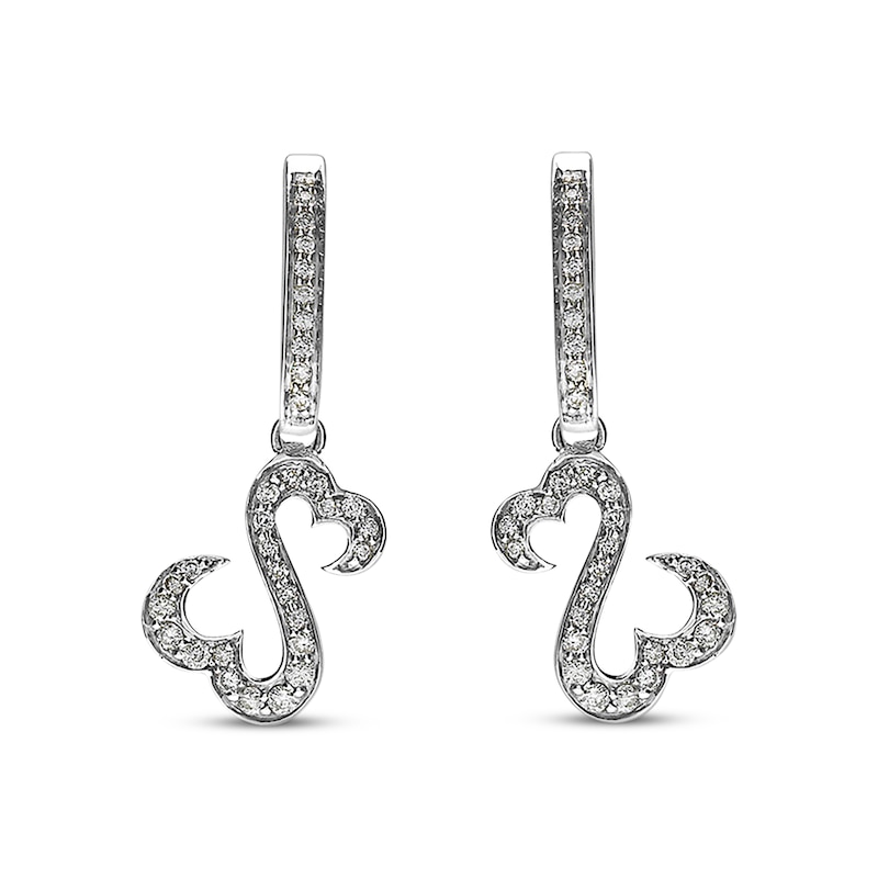 Main Image 2 of Previously Owned Open Hearts Diamond Dangle Earrings 1/2 ct tw Round-cut 14K White Gold