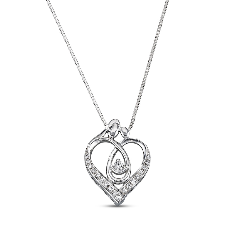 Main Image 1 of Previously Owned Diamond Heart Necklace 1/6 cttw Sterling Silver 18&quot;