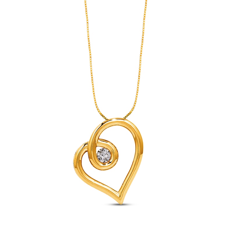 Main Image 1 of Previously Owned Diamond Heart Necklace 1/6 ct Round-Cut 10K Yellow Gold