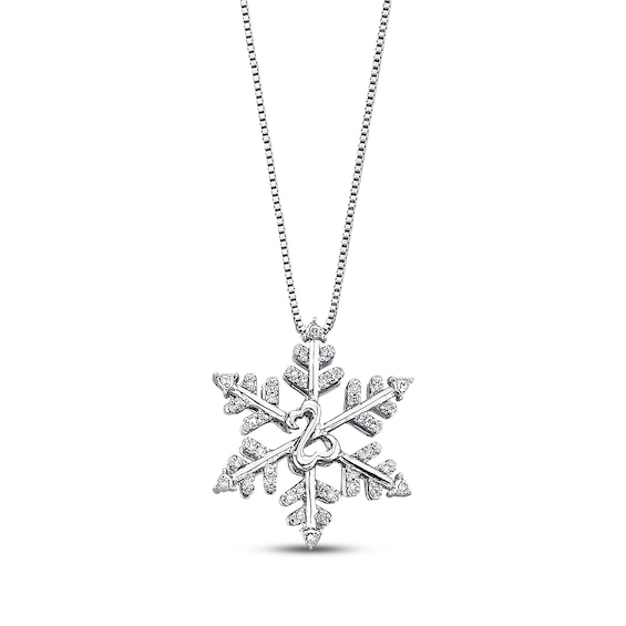 Previously Owned Diamond Snowflake Necklace 1/10 cttw Sterling Silver 18"