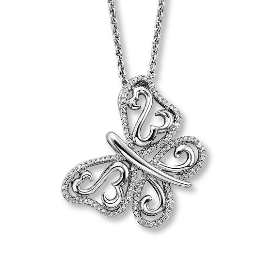 Previously Owned Diamond Butterfly Necklace 1/4 ct tw Sterling Sivler