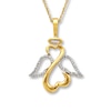 Thumbnail Image 0 of Previously Owned Open Hearts Angel Necklace 1/10 ct tw Diamonds 14K Yellow Gold 18"