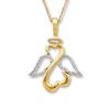 Thumbnail Image 1 of Previously Owned Open Hearts Angel Necklace 1/10 ct tw Diamonds 14K Yellow Gold 18&quot;