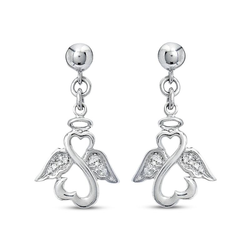 Main Image 2 of Previously Owned Open Heart Wing Earrings 1/20 ct tw Diamonds Sterling Silver