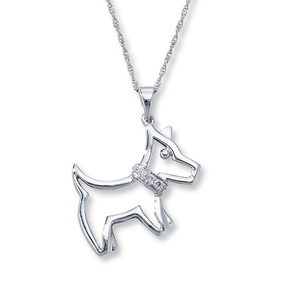 Previously Owned Diamond Accent Dog Necklace 10K White Gold 18"