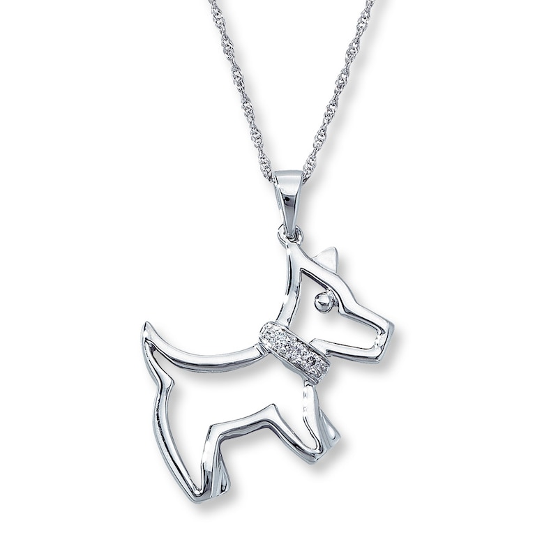 Main Image 1 of Previously Owned Diamond Accent Dog Necklace 10K White Gold 18&quot;